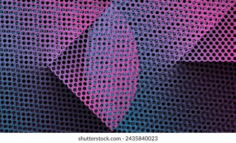 The abstract wallpaper with shadow line peeked out from behind the perforated metal plat