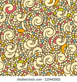 Abstract wallpaper with snake stylized curves, brightly-colored