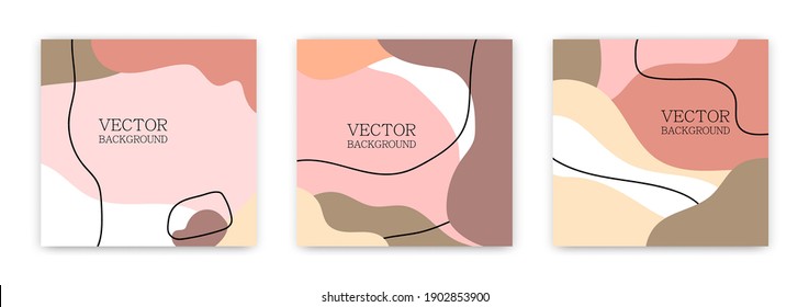 Abstract wallpaper for social media and advertising. Banner templates. Vector template with isolated organic shapes and line elements. Poster in minimal boho style with empty space for text.