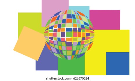 Abstract wallpaper squares and ball
