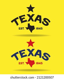 abstract wallpaper State of Texas with map and establishment year 1845 come with black and blue can be use on tshirt printing sourvenier food product label website template advertisement vector eps.