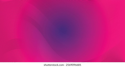 Abstract wallpaper with thin smooth lines. Abstract background in trendy color "Viva Magenta". Wavy lines. Dotted background. Pattern with circles. EPS vector illustration