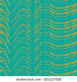 Abstract wallpaper vector seamless pattern horizontal waves from small dots squares of color on a background