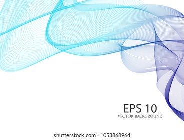 Abstract wallpaper. White background, blue transparent wave.