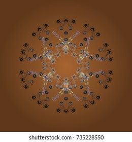 Abstract wallpaper, wrapping decoration. Brown, gray and neutral snow on brown, gray and neutral colors. Symbol of winter, Merry Christmas holiday, Happy New Year celebration Vector. Snowflake simple.