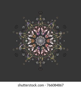 Abstract wallpaper, wrapping decoration. Cute snowflake on gray, neutral and pink colors. Symbol of winter, Merry Christmas holiday, Happy New Year celebration Vector illustration. Snowflake simple.