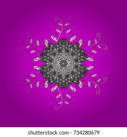 Abstract wallpaper, wrapping decoration. Magenta, gray and white snow on magenta, gray and white colors. Symbol of winter, Merry Christmas holiday, Happy New Year celebration Vector. Snowflake simple.