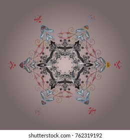 Abstract wallpaper, wrapping decoration. Neutral, gray and blue snow on neutral, gray and blue colors. Symbol of winter, Merry Christmas holiday, Happy New Year celebration Vector. Snowflake simple.