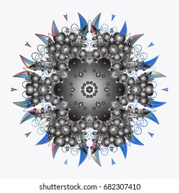 Abstract wallpaper, wrapping decoration. Snow on colorful background. Symbol of winter, Merry Christmas holiday, Happy New Year celebration Vector illustration. Snowflake simple.
