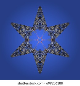 Abstract wallpaper, wrapping decoration. Snowflake simple. Snow on colorful background. Symbol of winter, Merry Christmas holiday, Happy New Year celebration Vector illustration.