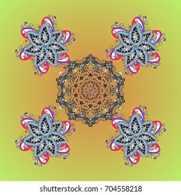 Abstract wallpaper, wrapping decoration. Snowflake simple. Snow on colored background. Symbol of winter, Merry Christmas holiday, Happy New Year celebration Vector illustration.