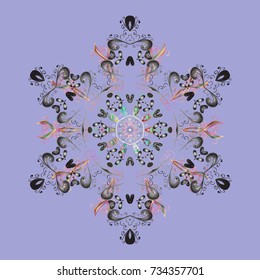 Abstract wallpaper, wrapping decoration. Snowflake simple. Neutral, gray and pink snow on neutral, gray and pink colors. Symbol of winter, Merry Christmas holiday, Happy New Year celebration Vector.