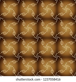 Abstract wallpaper, wrapping decoration. Vector golden pattern on colors. Golden snowflake simple seamless pattern. Symbol of winter, Merry Christmas holiday, Happy New Year 2019.