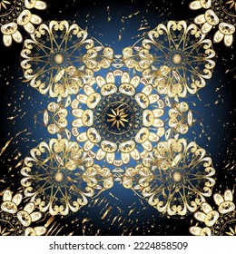 Papel pintado abstracto, decoración envolvente. Patrón dorado vectorial en color beige, negro y marrón. Símbolo de invierno, Feliz Navidad, Feliz Año Nuevo 2023. Patrón simple sin soldadura de copo de nieve dorado