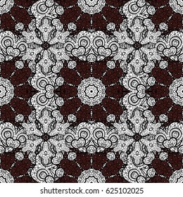 Abstract wallpaper, wrapping decoration. White snowflake simple seamless pattern. Vector white pattern on brown background. Symbol of winter, Merry Christmas holiday, Happy New Year 2018.