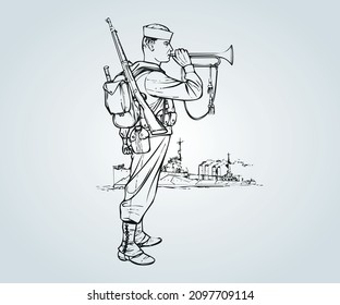 abstract war soldier figure for illustration