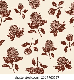 Abstract waratah flower seamless pattern