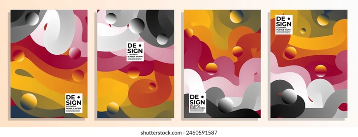 abstract warm colorful bubble worm cover design set, for cover, magazine, catalog, flyer, poster, album, etc.
a4 size cover design set.