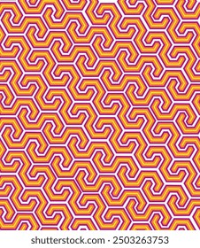 Abstract warm yellow red seamless geometric pattern on white background