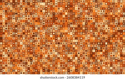 Abstract warmtoned mosaic pattern.  Seamless texture of tiny squares in various shades of orange and brown, creating a visually rich and complex design.