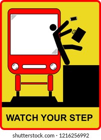 abstract warning sign man falling from station platform to rail track with train background and mobile phone and bag falling apart danger scene travel watch your step illustration vector template