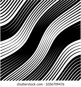 Abstract warped Diagonal Striped Background . Vector curved twisted, waving lines texture