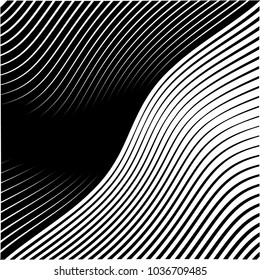 Abstract warped Diagonal Striped Background . Vector curved twisted, waving lines texture