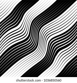Abstract warped Diagonal Striped Background . Vector curved twisted slanting, waved lines texture
