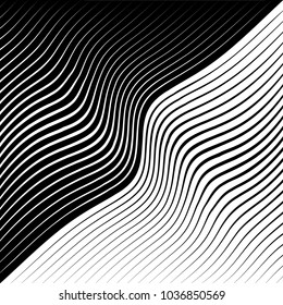 Abstract warped Diagonal Striped Background . Vector curved twisted slanting, waved lines texture