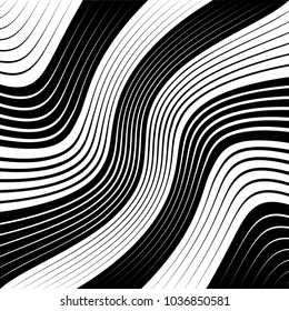 Abstract warped Diagonal Striped Background . Vector curved twisted slanting, waved lines texture