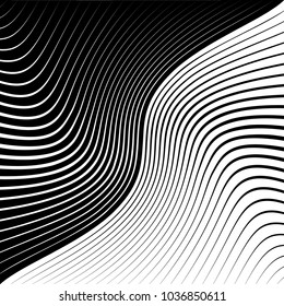 Abstract warped Diagonal Striped Background . Vector curved twisted slanting, waved lines texture