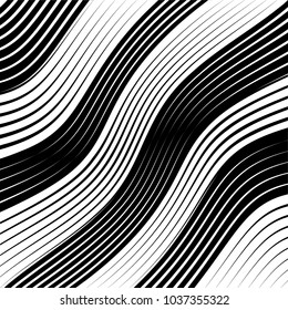 Abstract warped Diagonal Striped Background . Vector curved twisted slanting, waved lines texture