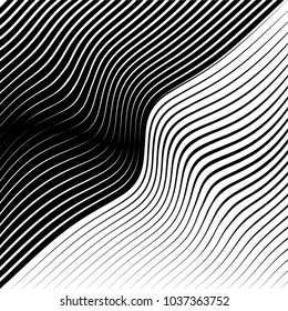 Abstract warped Diagonal Striped Background . Vector curved twisted slanting, waved lines texture
