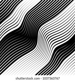 Abstract warped Diagonal Striped Background . Vector curved twisted slanting, waved lines texture