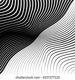 Abstract warped Diagonal Striped Background . Vector curved twisted slanting, waved lines texture

