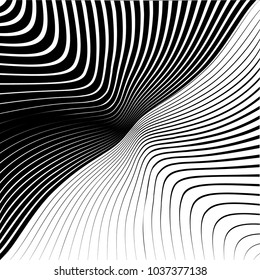 Abstract warped Diagonal Striped Background . Vector curved twisted slanting, waved lines texture
