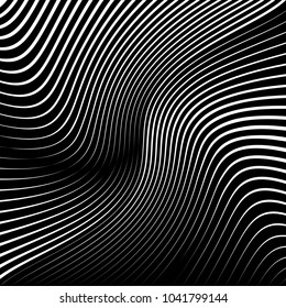 Abstract warped Diagonal Striped Background . Vector curved twisted slanting, waved lines texture