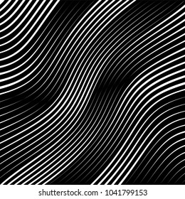 Abstract warped Diagonal Striped Background . Vector curved twisted slanting, waved lines texture