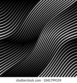 Abstract warped Diagonal Striped Background . Vector curved twisted slanting, waved lines texture