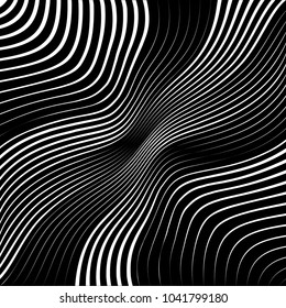 Abstract warped Diagonal Striped Background . Vector curved twisted slanting, waved lines texture