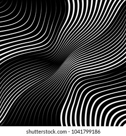 Abstract warped Diagonal Striped Background . Vector curved twisted slanting, waved lines texture