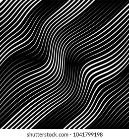 Abstract warped Diagonal Striped Background . Vector curved twisted slanting, waved lines texture
