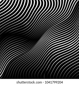 Abstract warped Diagonal Striped Background . Vector curved twisted slanting, waved lines texture