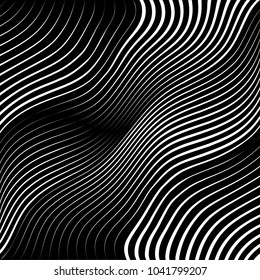 Abstract warped Diagonal Striped Background . Vector curved twisted slanting, waved lines texture