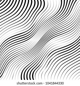 Abstract warped Diagonal Striped Background . Vector curved twisted slanting, waved lines texture
