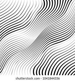 Abstract warped Diagonal Striped Background . Vector curved twisted slanting, waved lines texture
