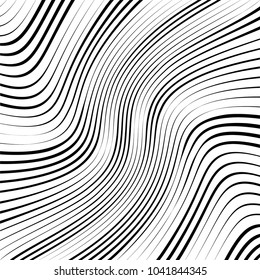Abstract warped Diagonal Striped Background . Vector curved twisted slanting, waved lines texture
