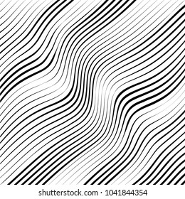 Abstract warped Diagonal Striped Background . Vector curved twisted slanting, waved lines texture
