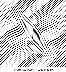 Abstract warped Diagonal Striped Background . Vector curved twisted slanting, waved lines texture
