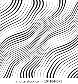 Abstract warped Diagonal Striped Background . Vector curved twisted slanting, waved lines texture

